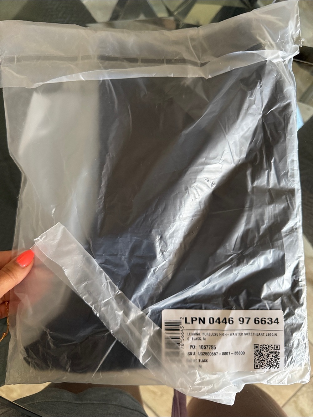 Fabletics Black Leggings with Coral Accent Nails